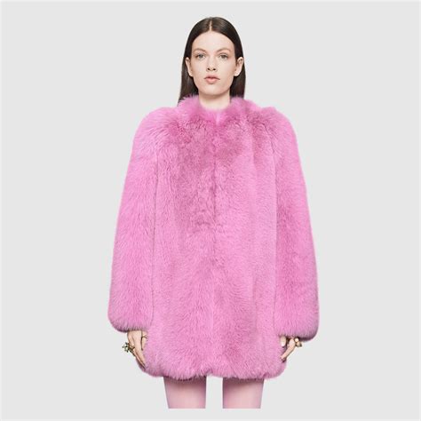 gucci pink fur coat|Gucci fur coat price.